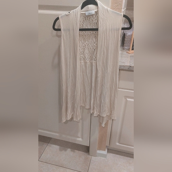 June K Women Sleevless Lace Sweater M Beige - Picture 1 of 6